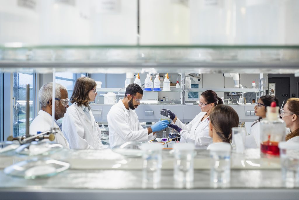 Scientists working in the laboratory