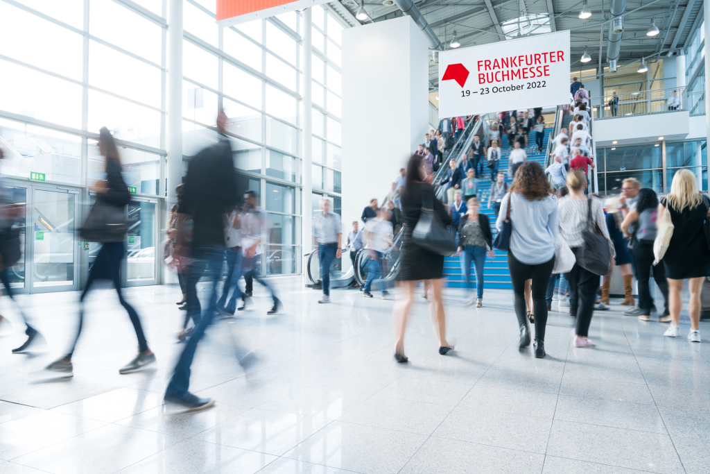 Frankfurter Buchmesse 19-23 October 2022 with many people walking