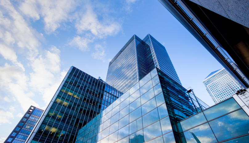 low view of skyscrapers