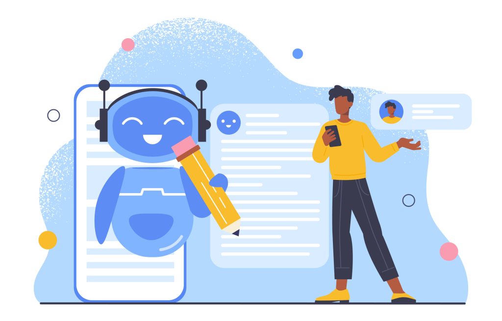 Graphic illustration of a Man with artificial intelligence concept.