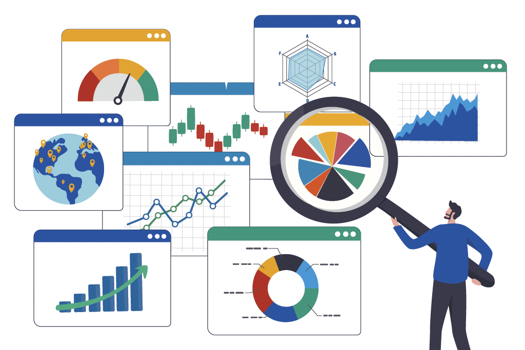 Graphic Illustration of data and analytics