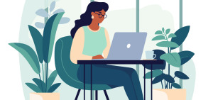 woman on laptop working on business