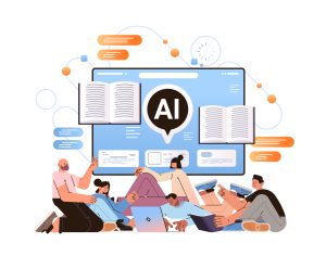group of employees working on AI technology