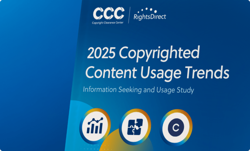 close up of cover image of CCC 2025 Copyrighted Content Usage Trends Study