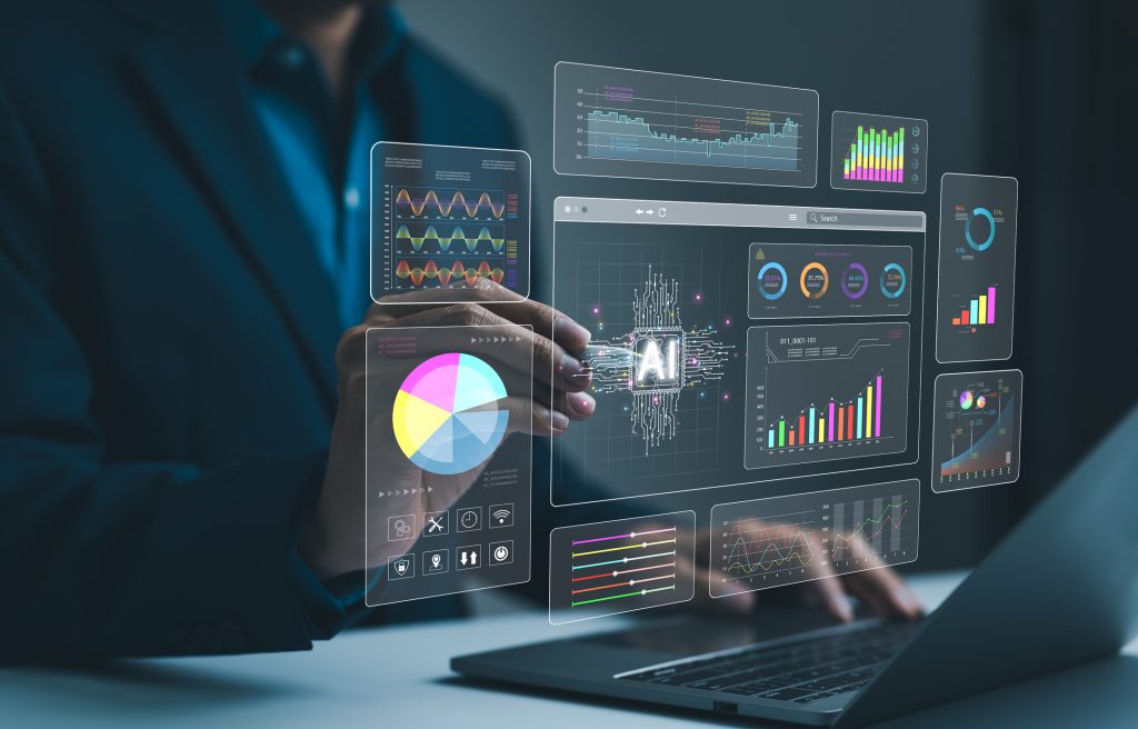 man using computer and AI technology
