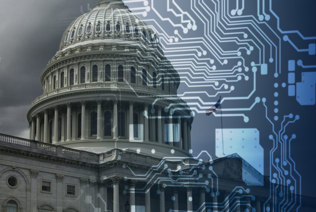 picture of the washington capital with tech AI effects