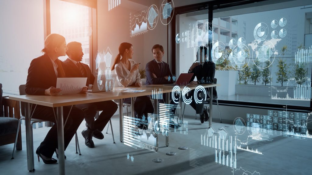 office workers with tech around them