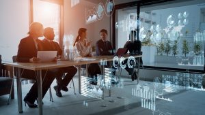 office workers with tech around them