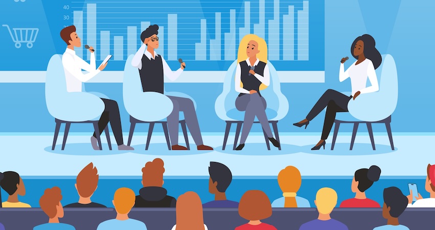 panel of employees speaking