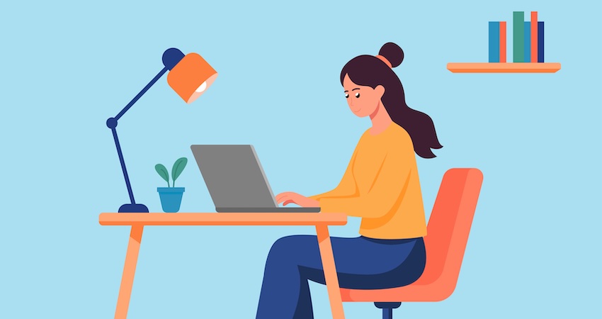 woman working at her desk