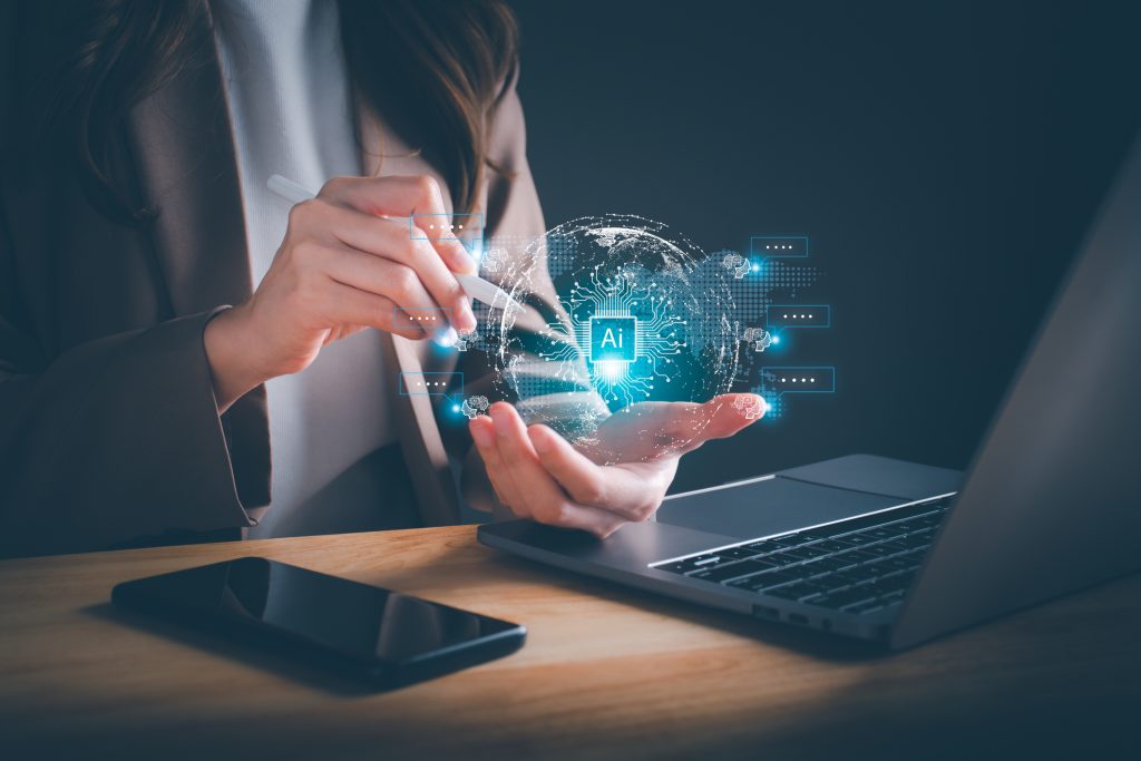 women using AI products and technology