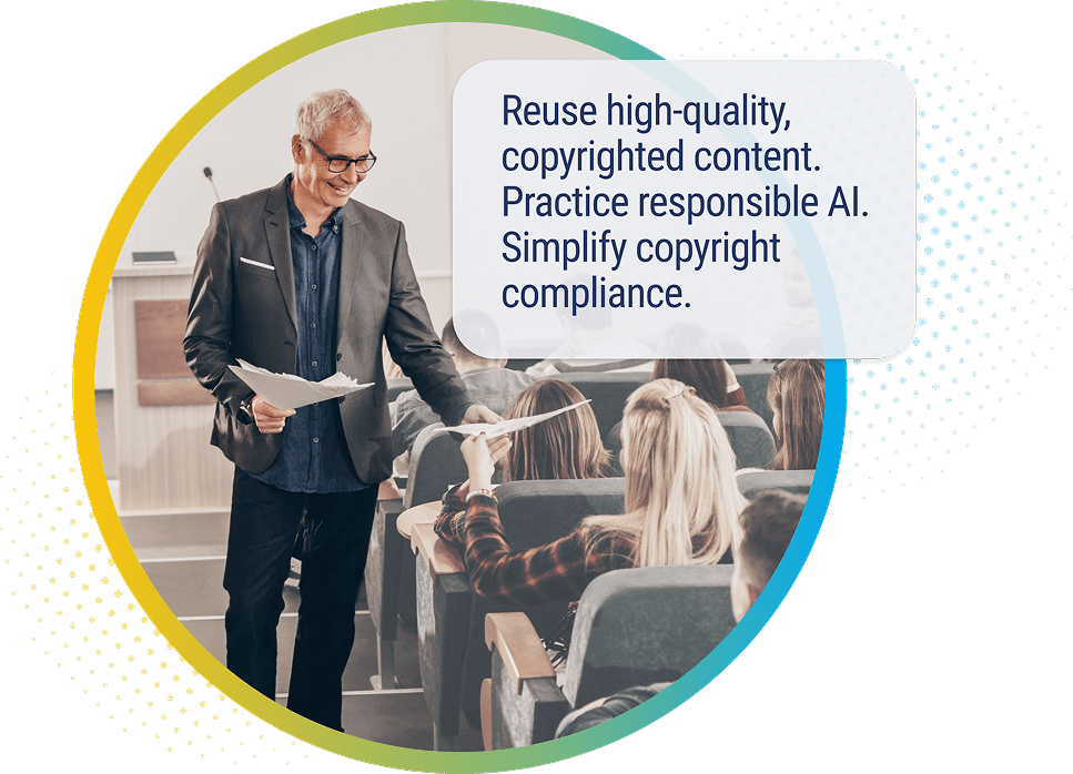 Reuse high-quality, copyrighted content. Practice responsible Al. Simplify copyright compliance.